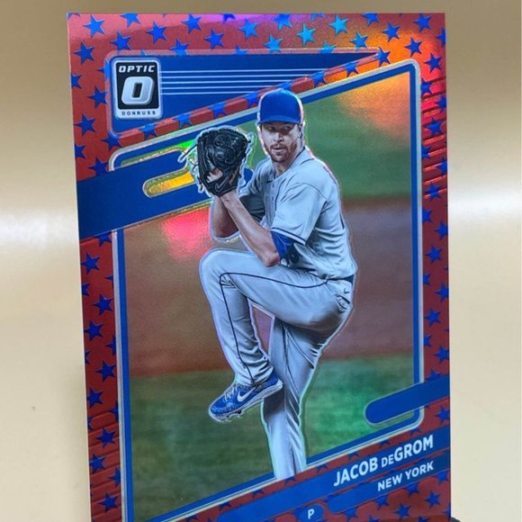 2021 Panini Donruss Jacob DeGrom Prizm Serial 29/45 New York Mets Card #160 - Picture 2 of 6